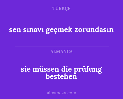 sie müssen die prüfung bestehen - sen sınavı geçmek zorundasın