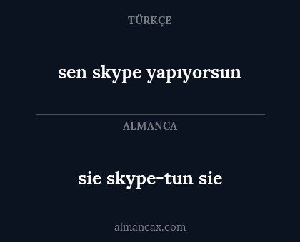 sie skype-tun sie - sen skype yapıyorsun