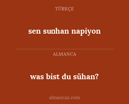 sen sühan napiyon - was bist du sühan?