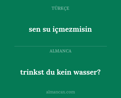 sen su içmezmisin - trinkst du kein wasser?