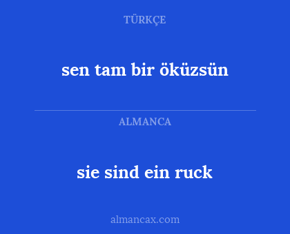 sie sind ein ruck - sen tam bir öküzsün
