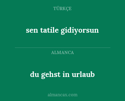 sen tatile gidiyorsun - du gehst in urlaub