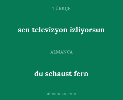sen televizyon izliyorsun - du schaust fern