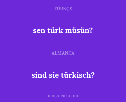 sind sie türkisch? - sen türk müsün?