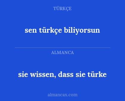 sie wissen, dass sie türke - sen türkçe biliyorsun