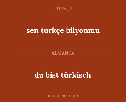 du bist türkisch - sen turkçe bilyonmu