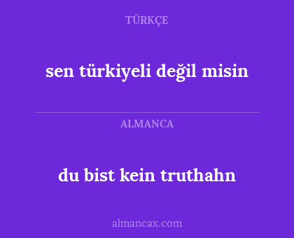 sen türkiyeli değil misin - du bist kein truthahn