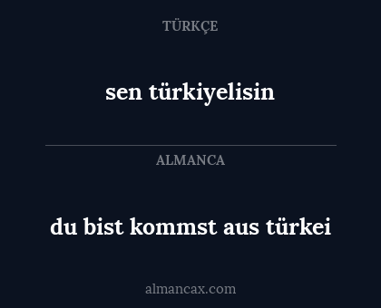 du bist kommst aus türkei - sen türkiyelisin