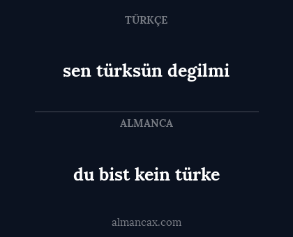 sen türksün degilmi - du bist kein türke