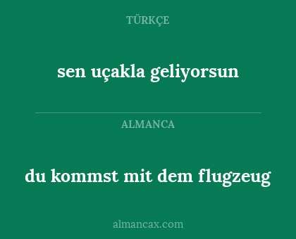 sen uçakla geliyorsun - du kommst mit dem flugzeug