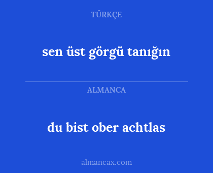 sen üst görgü tanığın - du bist ober achtlas