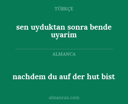 sen uyduktan sonra bende uyarim - nachdem du auf der hut bist