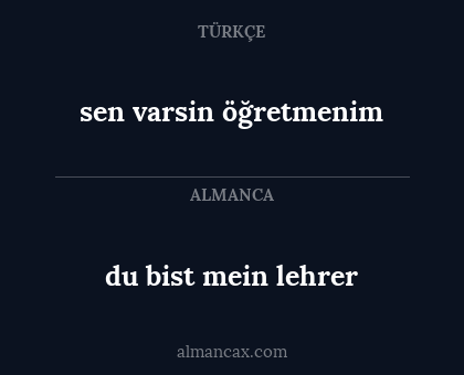 sen varsin öğretmenim - du bist mein lehrer