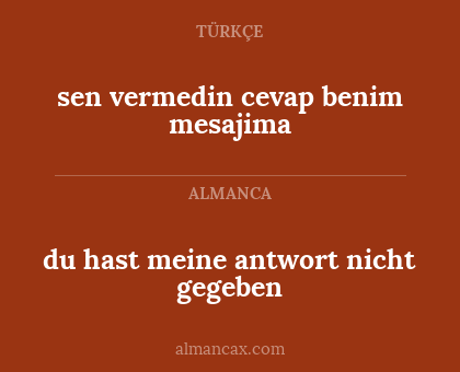 du hast meine antwort nicht gegeben - sen vermedin cevap benim mesajima