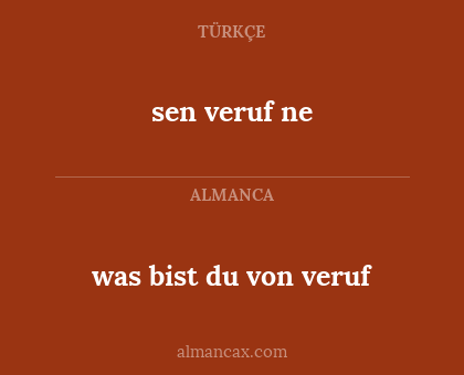 was bist du von veruf - sen veruf ne