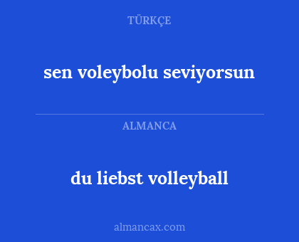 du liebst volleyball - sen voleybolu seviyorsun