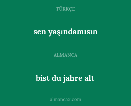 bist du jahre alt - sen yaşındamısın