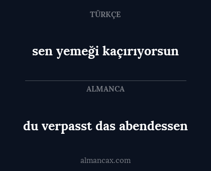 du verpasst das abendessen - sen yemeği kaçırıyorsun