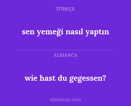 wie hast du gegessen? - sen yemeği nasıl yaptın