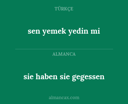 sie haben sie gegessen - sen yemek yedin mi