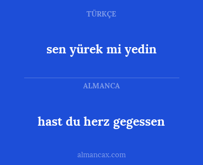hast du herz gegessen - sen yürek mi yedin