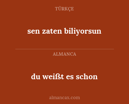 du weißt es schon - sen zaten biliyorsun