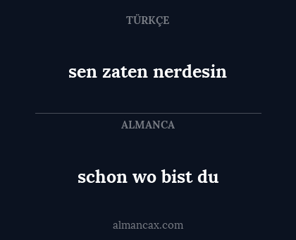 schon wo bist du - sen zaten nerdesin