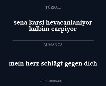 mein herz schlägt gegen dich - sena karsi heyacanlaniyor kalbim carpiyor