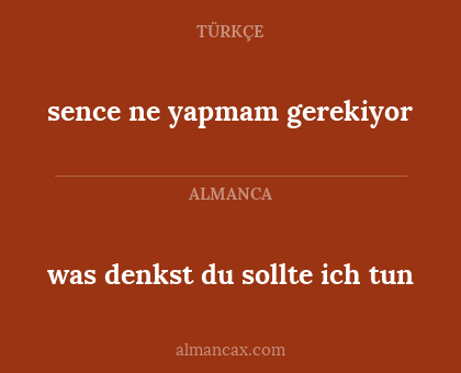 was denkst du sollte ich tun - sence ne yapmam gerekiyor