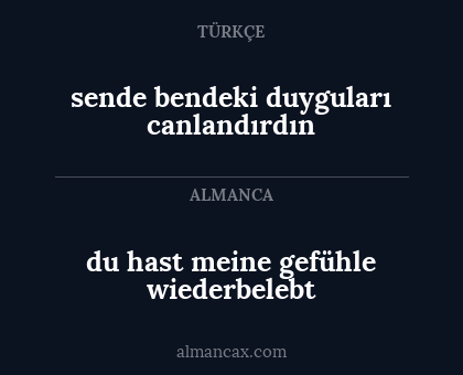 sende bendeki duyguları canlandırdın - du hast meine gefühle wiederbelebt