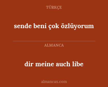 dir meine auch libe - sende beni çok özlüyorum
