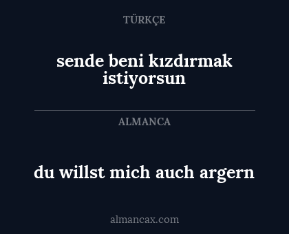 sende beni kızdırmak istiyorsun - du willst mich auch argern