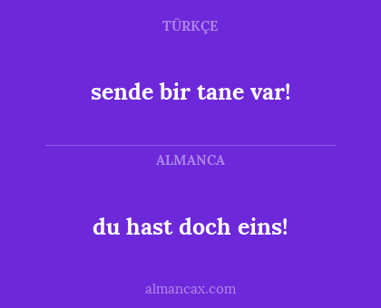 sende bir tane var! - du hast doch eins!