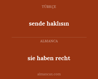 sende haklısın - sie haben recht