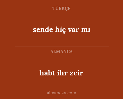 sende hiç var mı - habt ihr zeir
