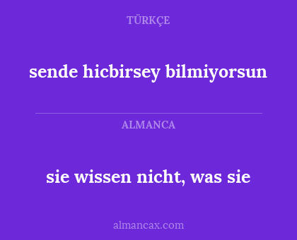 sende hicbirsey bilmiyorsun - sie wissen nicht, was sie