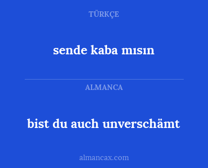 bist du auch unverschämt - sende kaba mısın