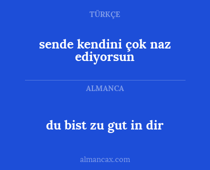 du bist zu gut in dir - sende kendini çok naz ediyorsun