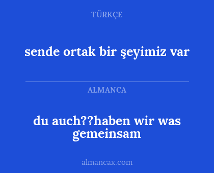 sende ortak bir şeyimiz var - du auch??haben wir was gemeinsam