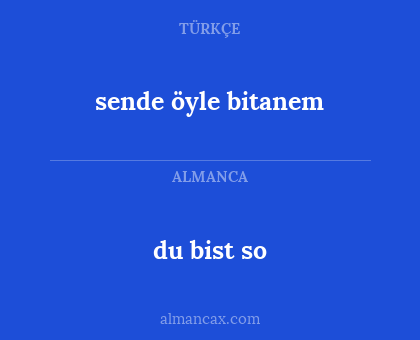 sende öyle bitanem - du bist so