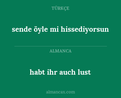 habt ihr auch lust - sende öyle mi hissediyorsun