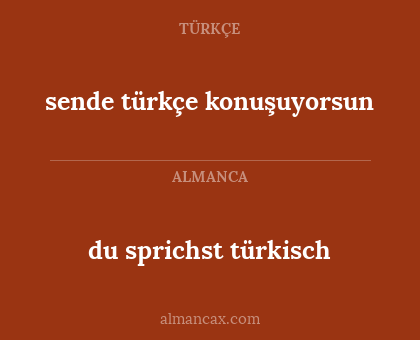 du sprichst türkisch - sende türkçe konuşuyorsun