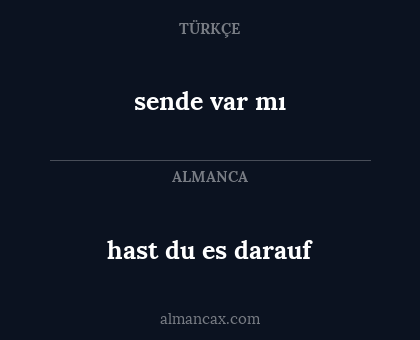 sende var mı - hast du es darauf