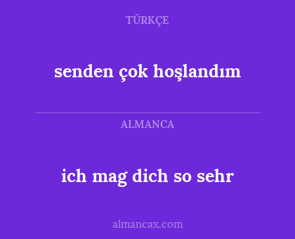senden çok hoşlandım - ich mag dich so sehr