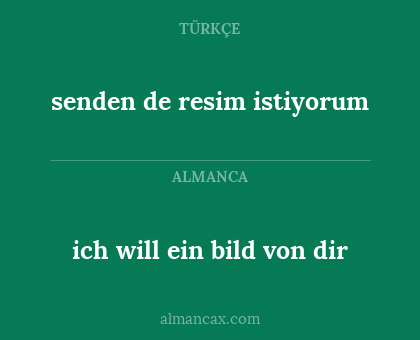 senden de resim istiyorum - ich will ein bild von dir