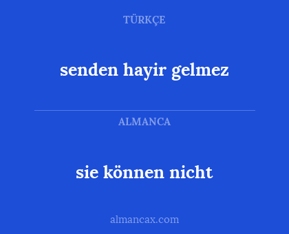 sie können nicht - senden hayir gelmez