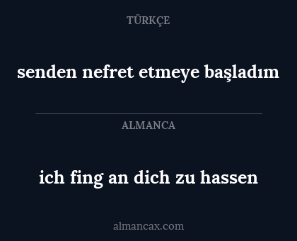 senden nefret etmeye başladım - ich fing an dich zu hassen