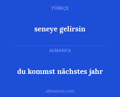 du kommst nächstes jahr - seneye gelirsin
