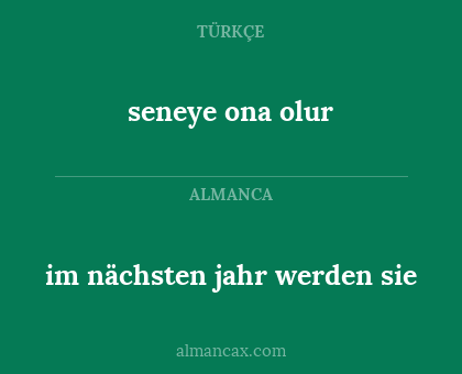 im nächsten jahr werden sie - seneye ona olur