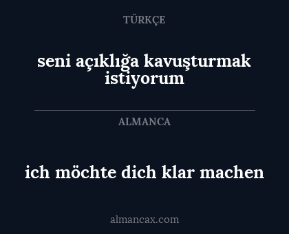 ich möchte dich klar machen - seni açıklığa kavuşturmak istiyorum